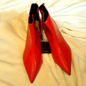 ZARA fashion red booties new with tags size 9.5